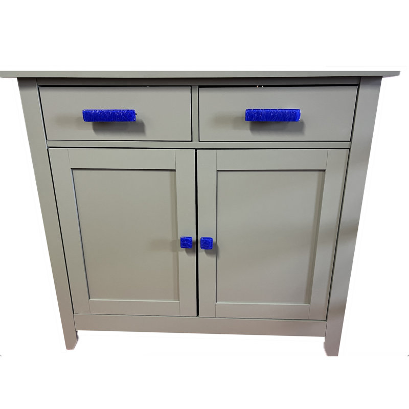 Poignée d'armoire décorative 3 po Glacier CTC, Nickel satiné, Bleu cobalt profond