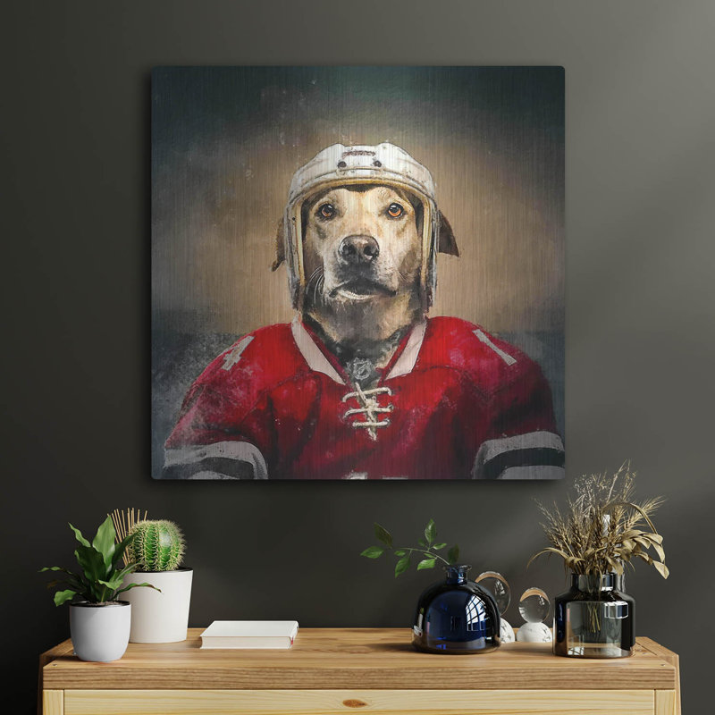 Art mural en métal Trinx «Hockey 4» par Sean Parnell, H 24 po x l 24 po