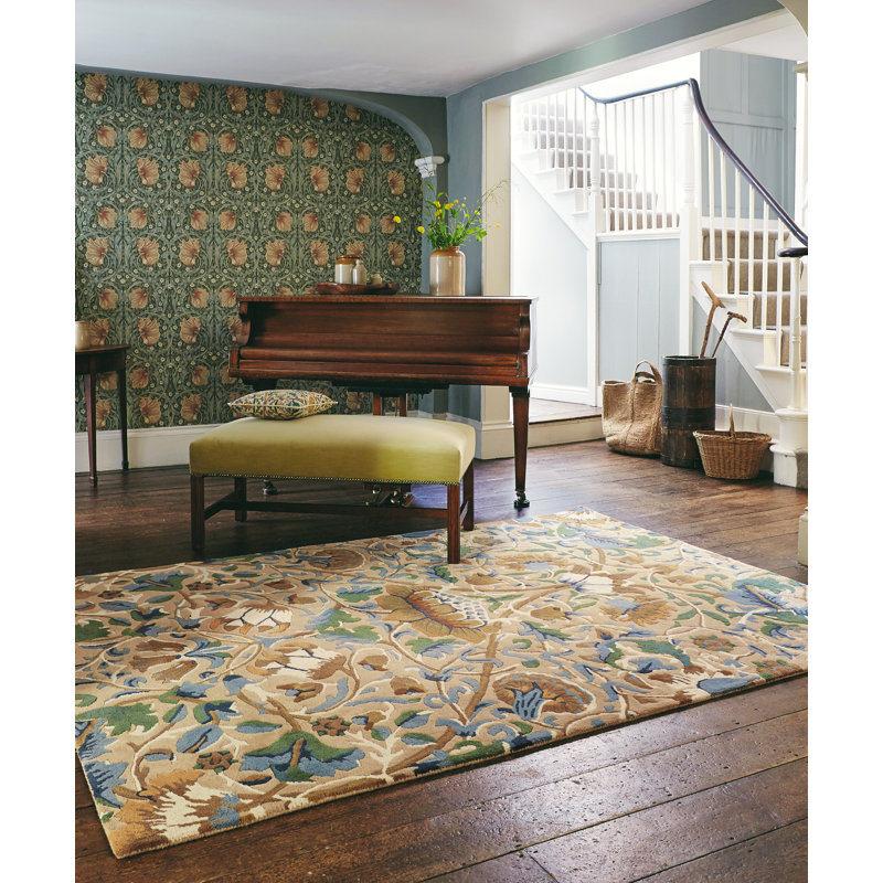 Wool Floral Area Rug, Rectangle 5'7" x 7'10"