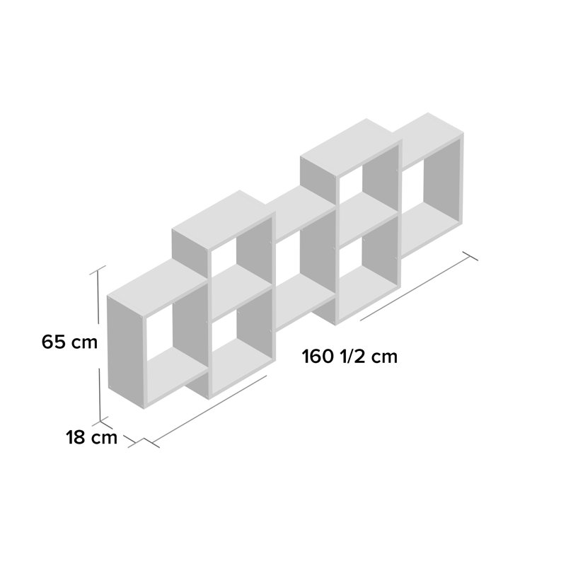 Wallaston 7 Piece Cube Shelf with Hooks, White