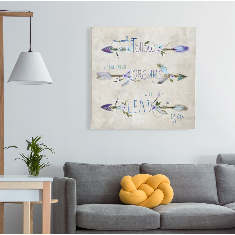 «Boho Arrow Dreams», peinture sur toile tendue, H 32 po x l 32 po x P 1,5 po