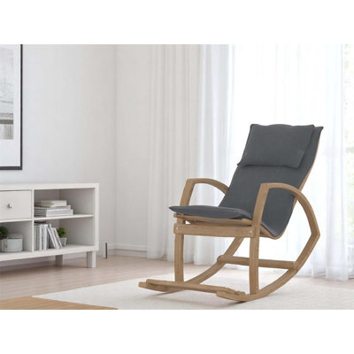 Chaise berçante moderne, fauteuil berçant d'appoint avec structure en bois, dossier haut rembourré pour espaces de vie contemporains, rouge