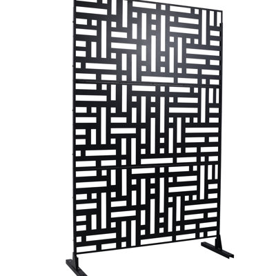 76" H48" W Privacy Screen - Metal, For Outdoor Garden Deck, Black, Easy Maintenance 48"76" Black Fence Patio Balcony Long-Term Use