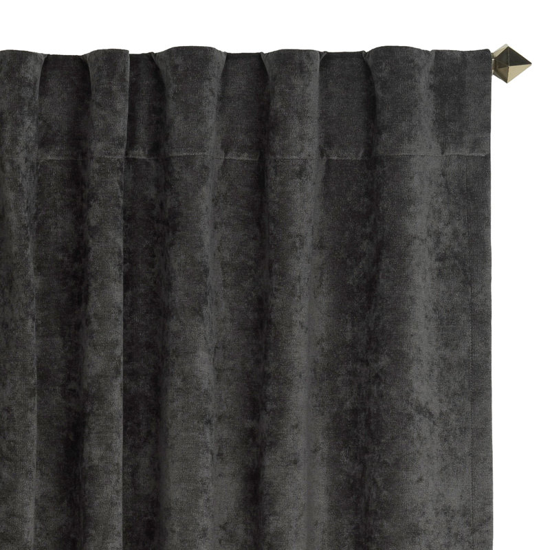 Padma Semi Sheer Curtain Single Panel, Dark Gray