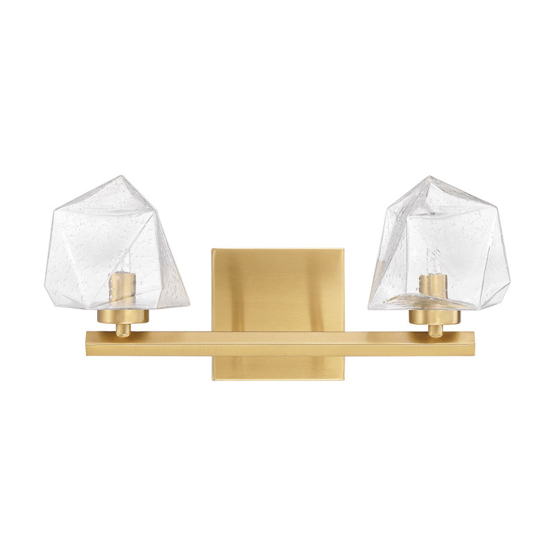 Luminaire de meuble-lavabo à 2 lumières Summit en laiton chaud, Deux lumières, Laiton, 15 po de largeur