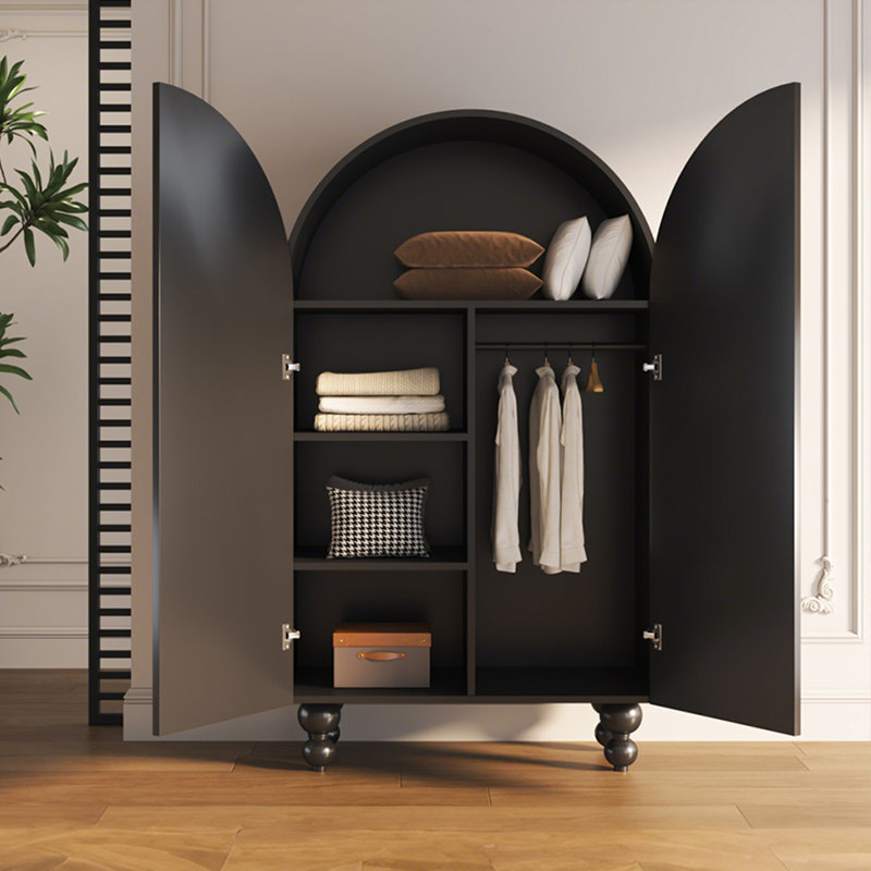 A medium-style low-legged storage cabinet