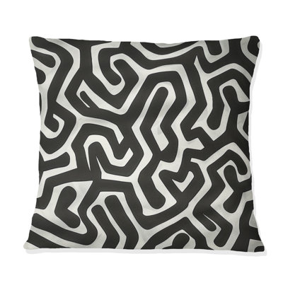 Coussin noir Midcentury Maze II - Midcentury