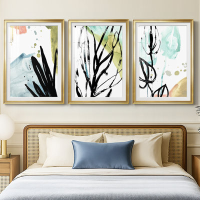 No Deckle Tropical Moderne IX - reproduction encadrée de qualité supérieure sur mesure mat - 3 pièces
