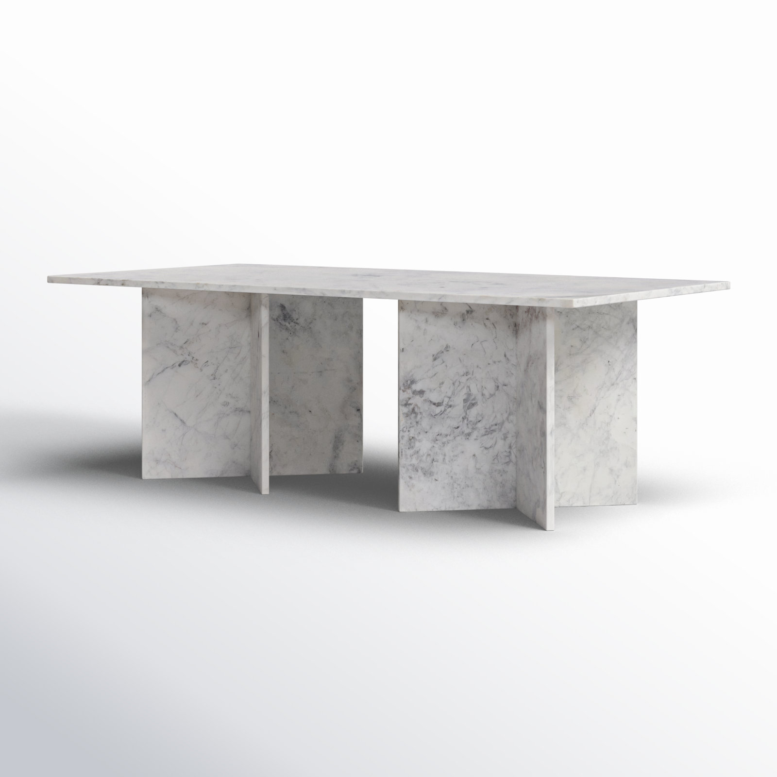 Verona 48" Genuine Marble Coffee Table, White Marble