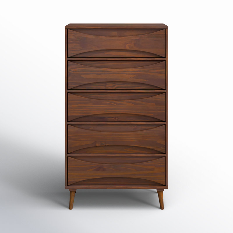 Emrick 5-Drawer Solid Wood Chest, Walnut