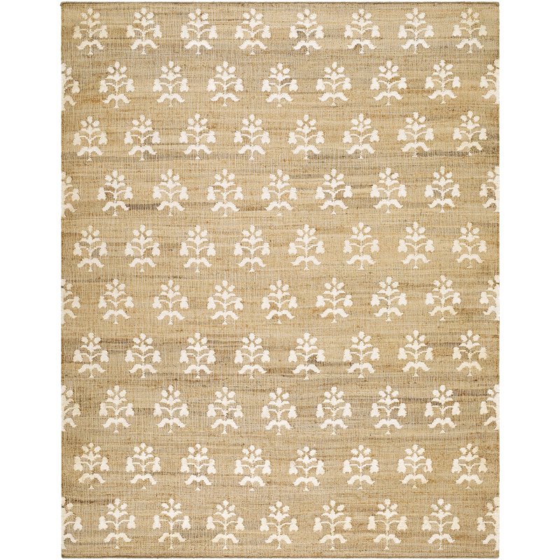 Moroccan Hand Woven Area Rug, Rectangle 200 x 275 cm, Sandstone/Ivory