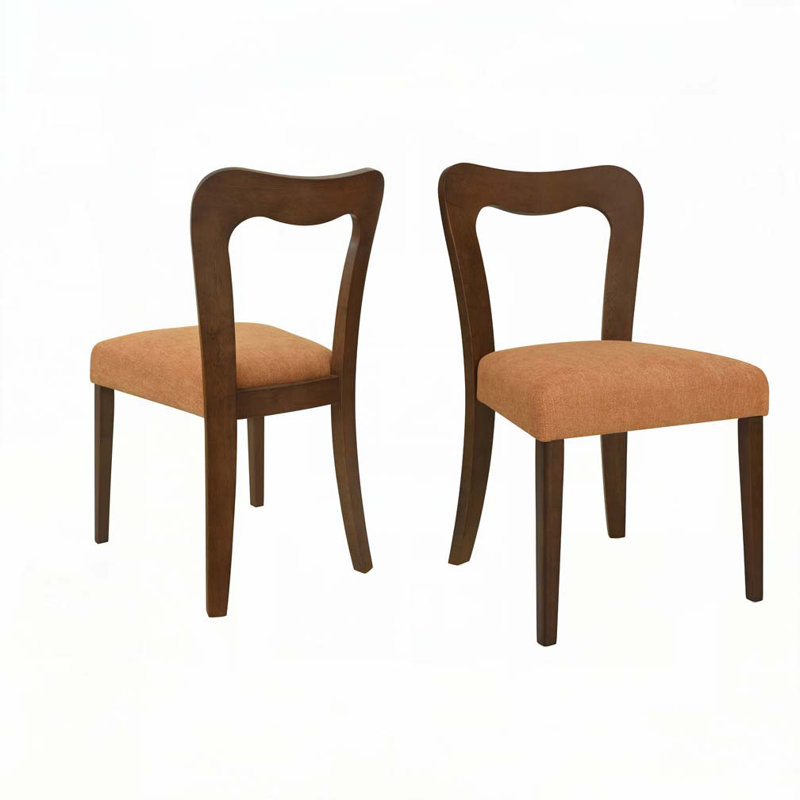 Alaric Mid-Century Modern Rubberwood Dining Chairs, Walnut, Walnut