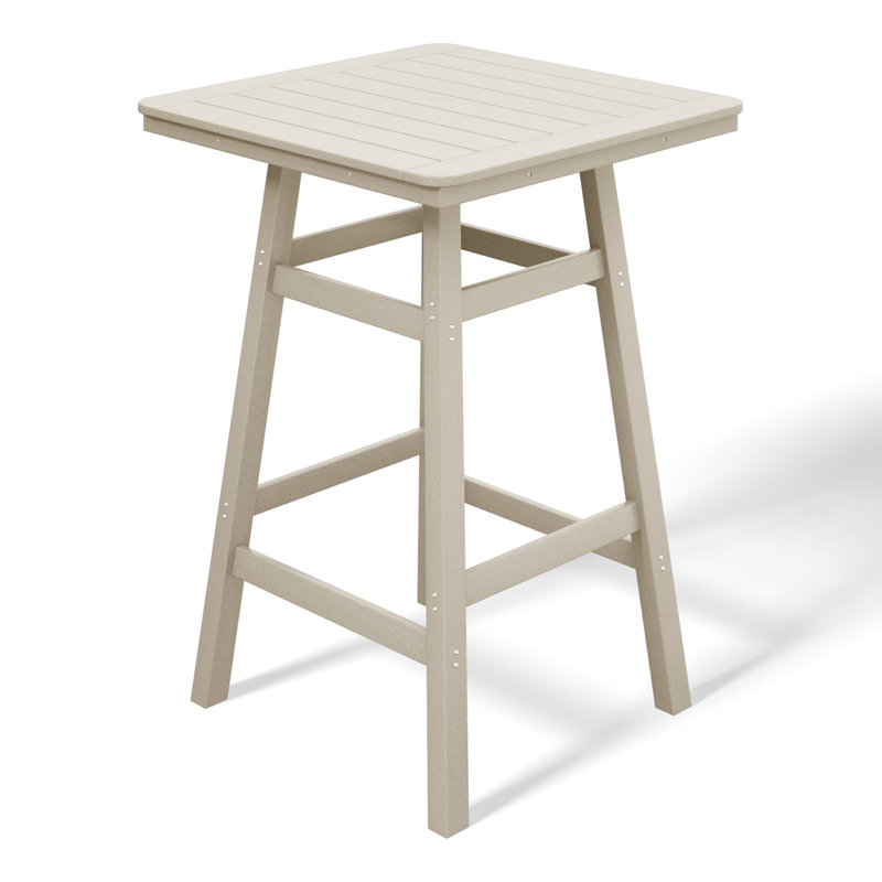 Laguna Square Outdoor Bar Table With Umbrella Hole , 30.7'' in. W 30.7'' in. D, Light Gray