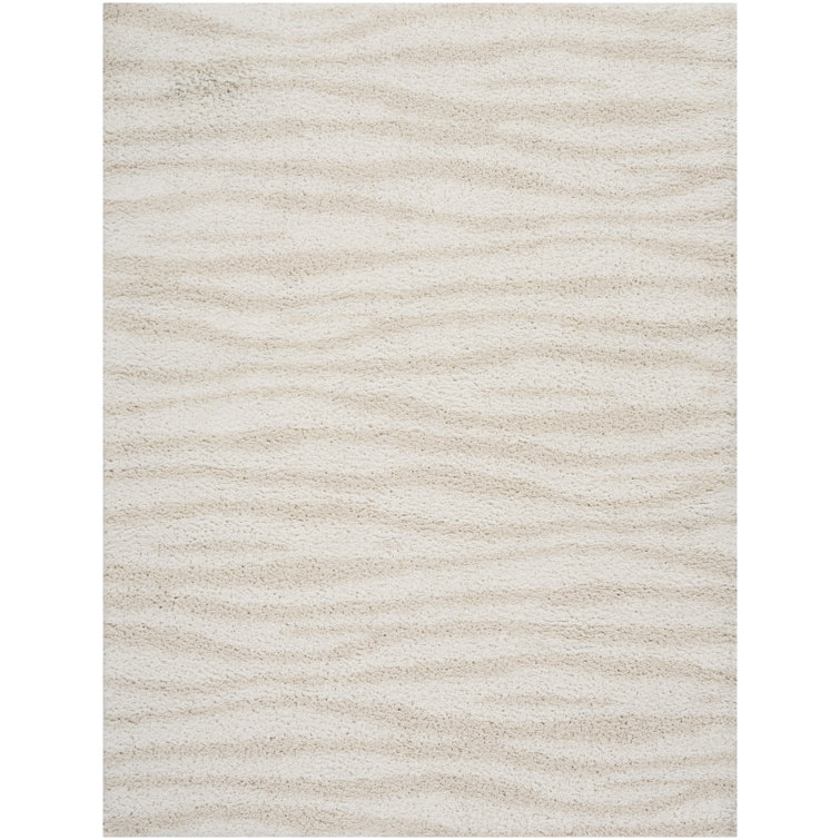 Power Loom Polyester Abstract Area Rug in Beige/Ivory