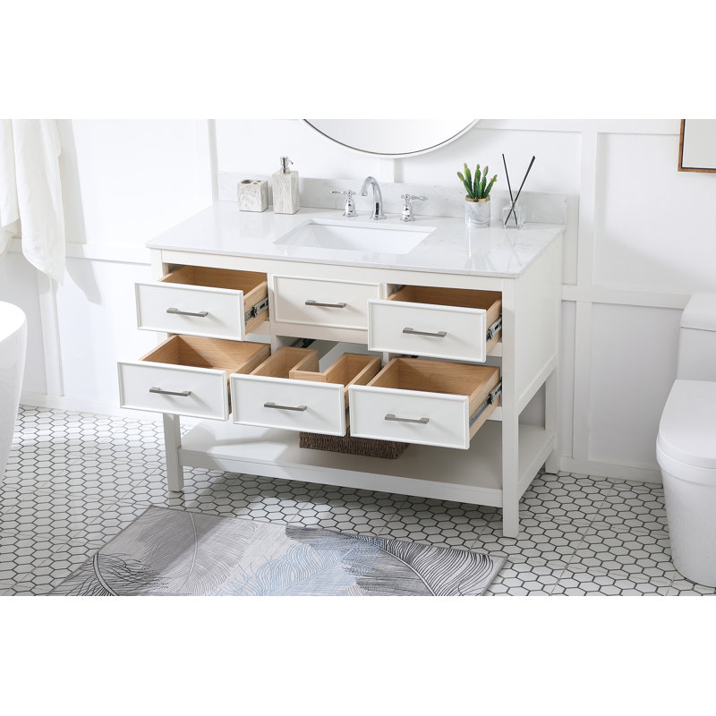Sinclaire 48'' Single Bathroom Vanity with Engineered Marble Top, White