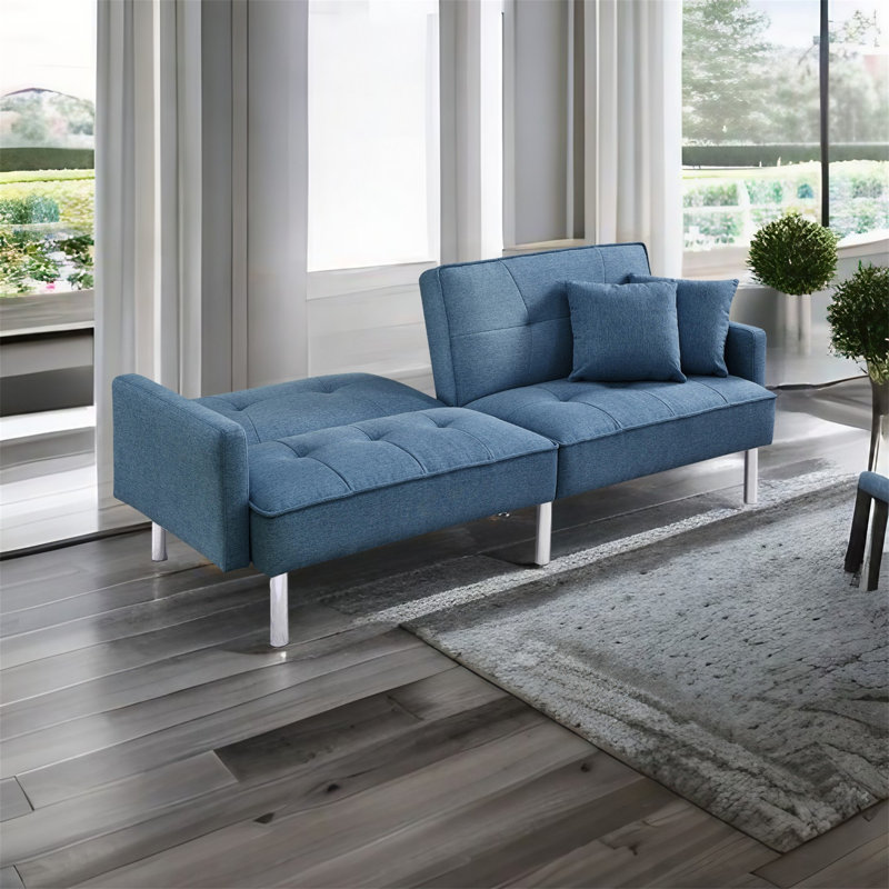 Futon rembourré Greisy, Tissu bleu