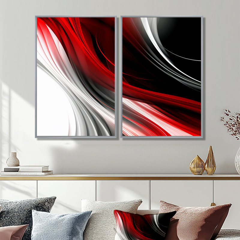 Chezaray - Art mural abstrait de vagues modernes, Toile tendue, Ne s’applique pas, H 36 po x l 48 po