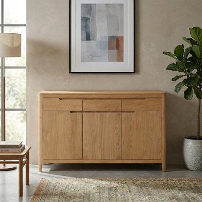 Remi 120 Cm Wide 3 Drawer Solid Oak Sideboard
