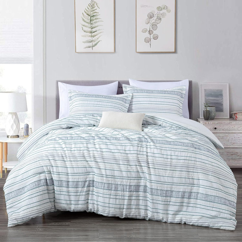 Boho Striped Soft Textured Clip Jacquard Comforter Set, TwinComforter+1StandardSham+1StandardPillowcase