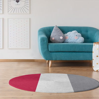 Tapis rouge rayé/argenté