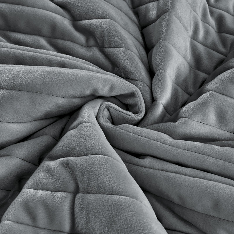 Pointehaven Silver Grey Velvet Oversized Channel Quilt Set, Twin/Twin Extra Long, Twin/Twin XL Quilt + 1 Standard Sham