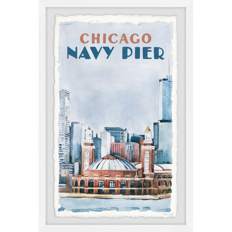 Chicago Navy Pier - Cadre photo, reproduction d'art sur papier, H 45 po x l 30 po x P 1,5 po