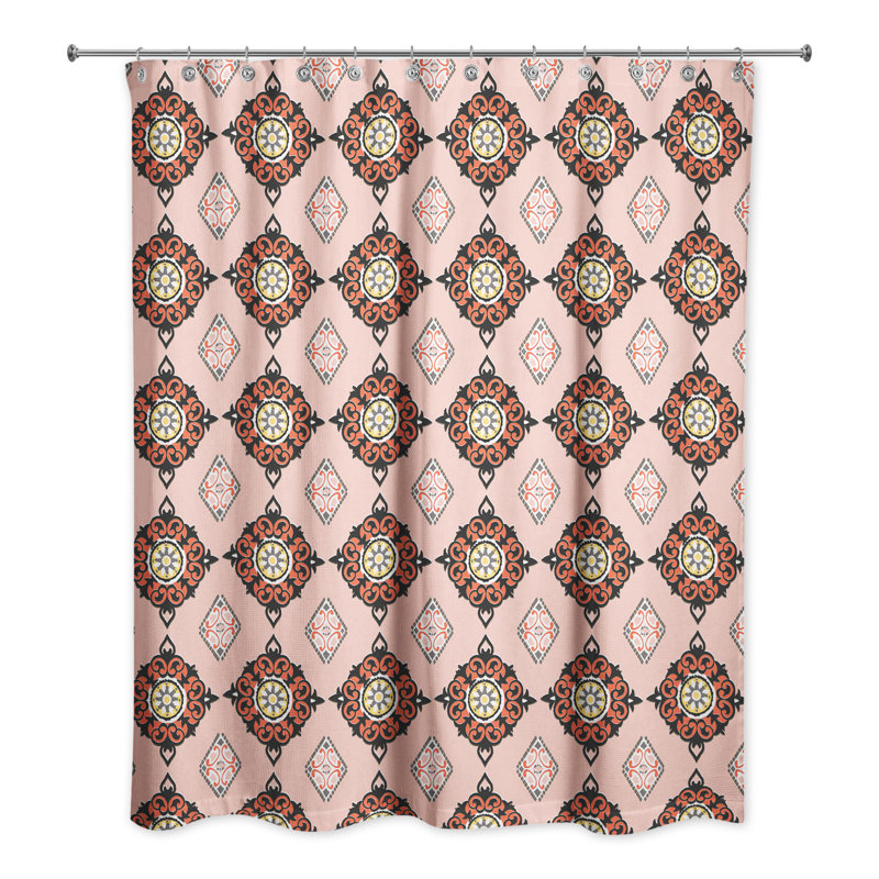 Handler Geometric Shower Curtain, Pink/Orange