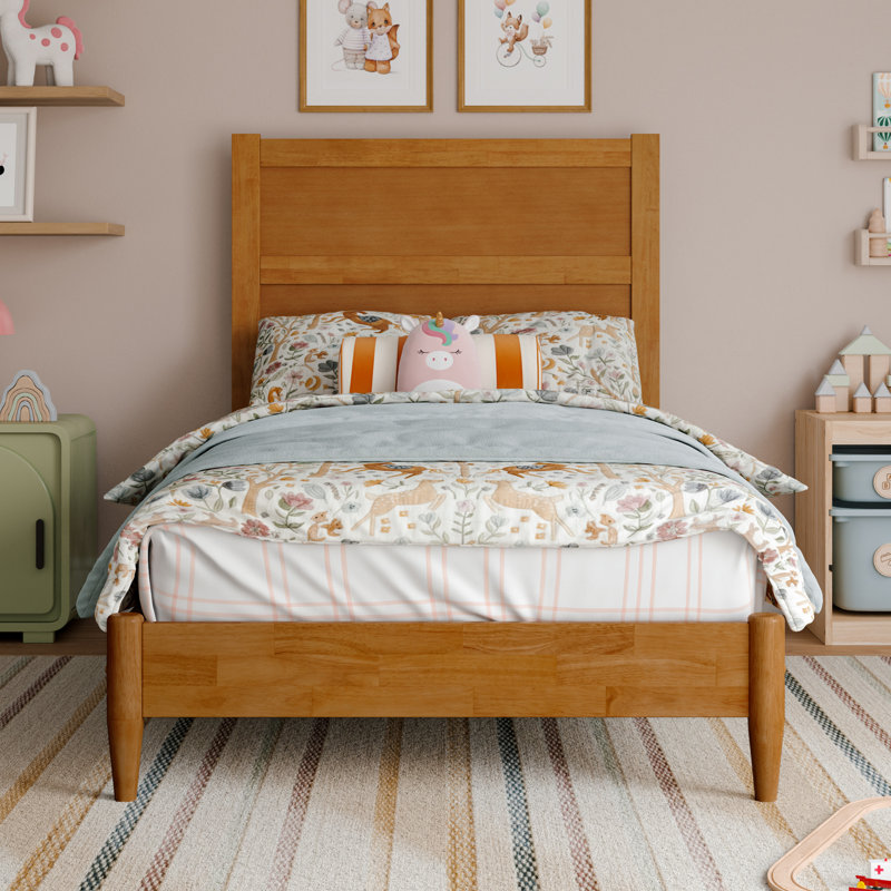 Lit plateforme Aveline, Lit simple, Caramel clair
