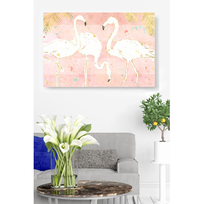 Trio Flamingo Profiles, Pink, Gold, Yellow