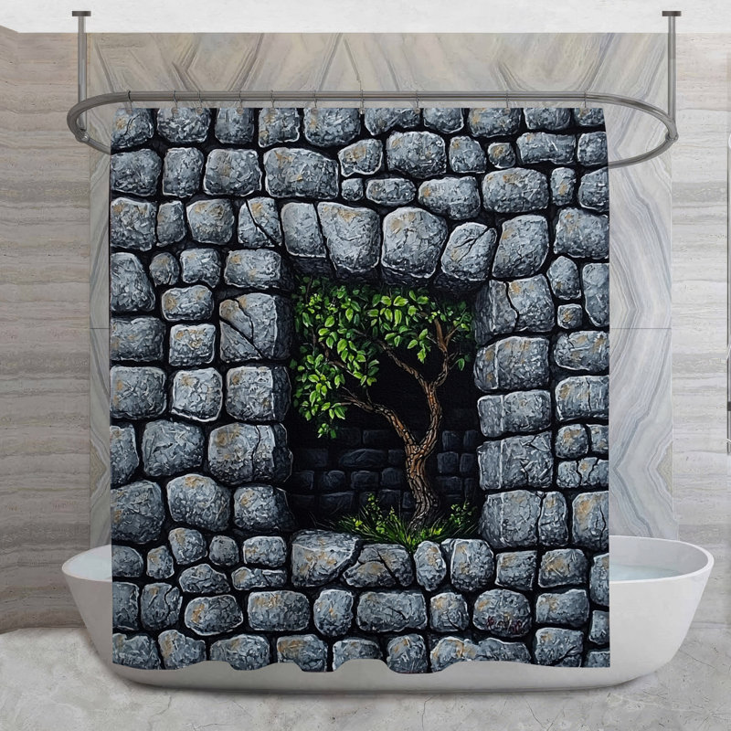 Rideau de douche en pierre - Structure salle de bain rustique, H 73 po x l 70 po