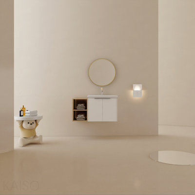 Meuble-lavabo à fermeture en douceur de 36 pouces avec lavabo et petites tablettes de rangement, Bvc07436