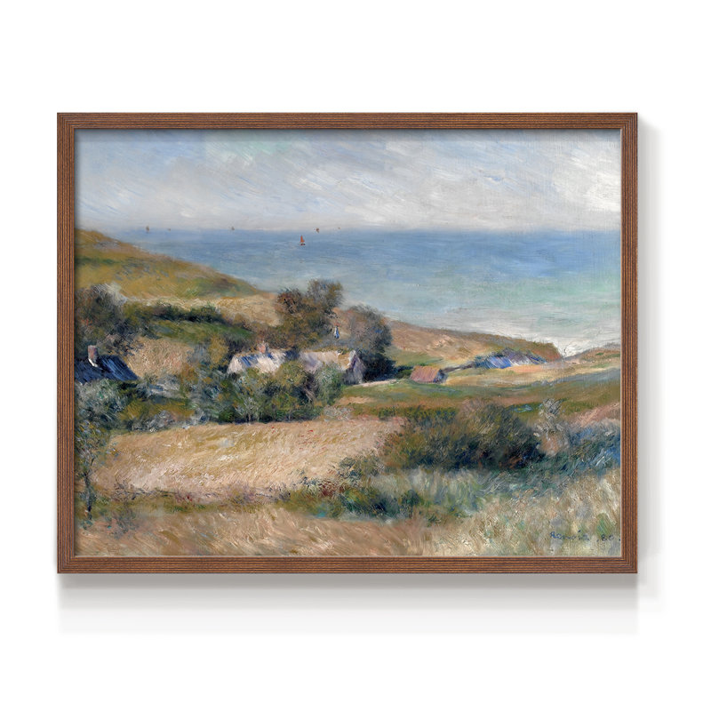 Vue du bord de mer près de Wargemont en normalité - reproduction encadrée - réaménageable, H 16 po x l 20 po, Noyer