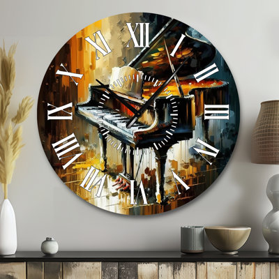 Piano On Stage - Music White Face Wall Clock