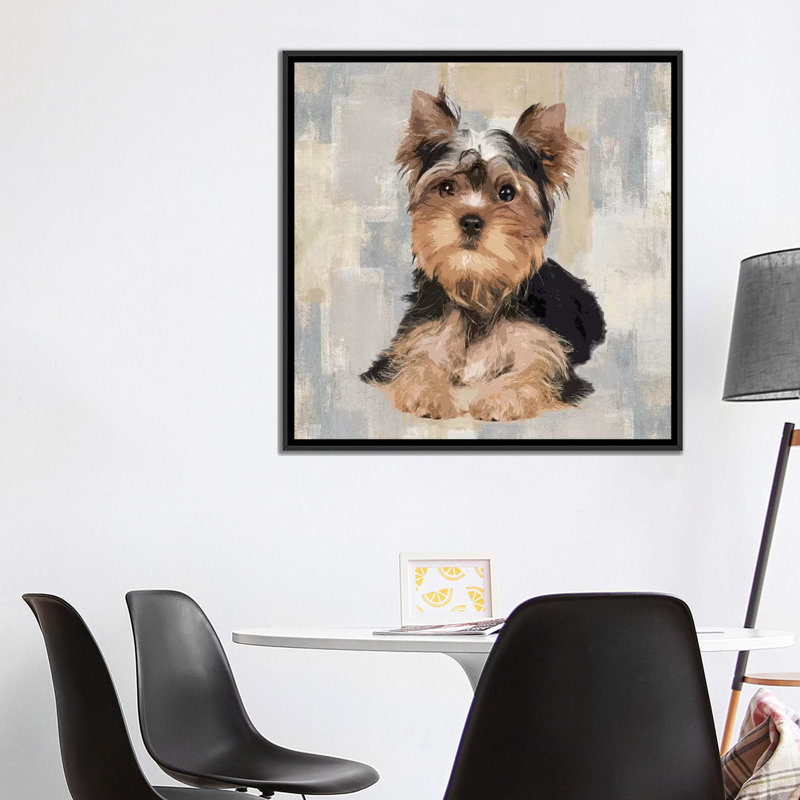" Yorkshire Terrier " by Keri Rodgers, 18" H x 18" W x 1.5" D, Black Framed Canvas, No Mat