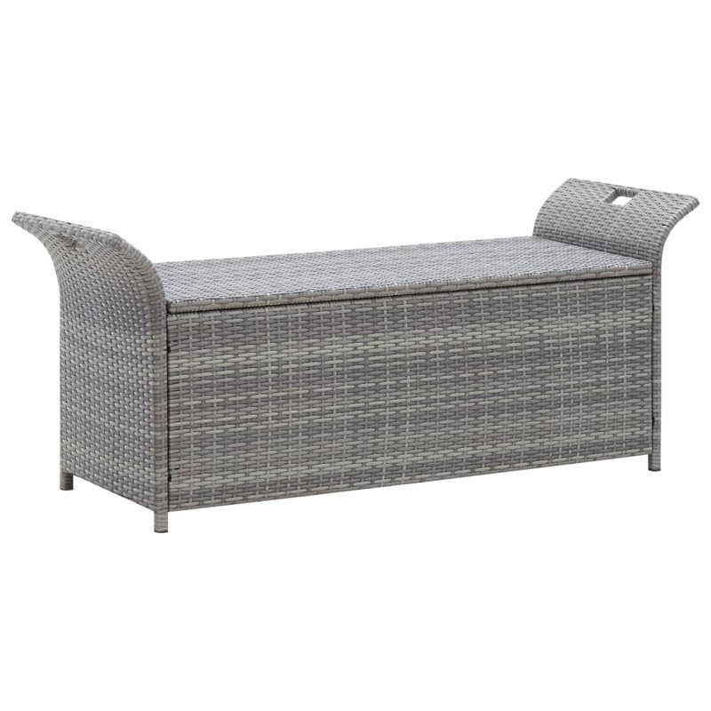 vidaXL Patio Storage Bench with Cushion, Outdoor Ottoman Bench, Gray