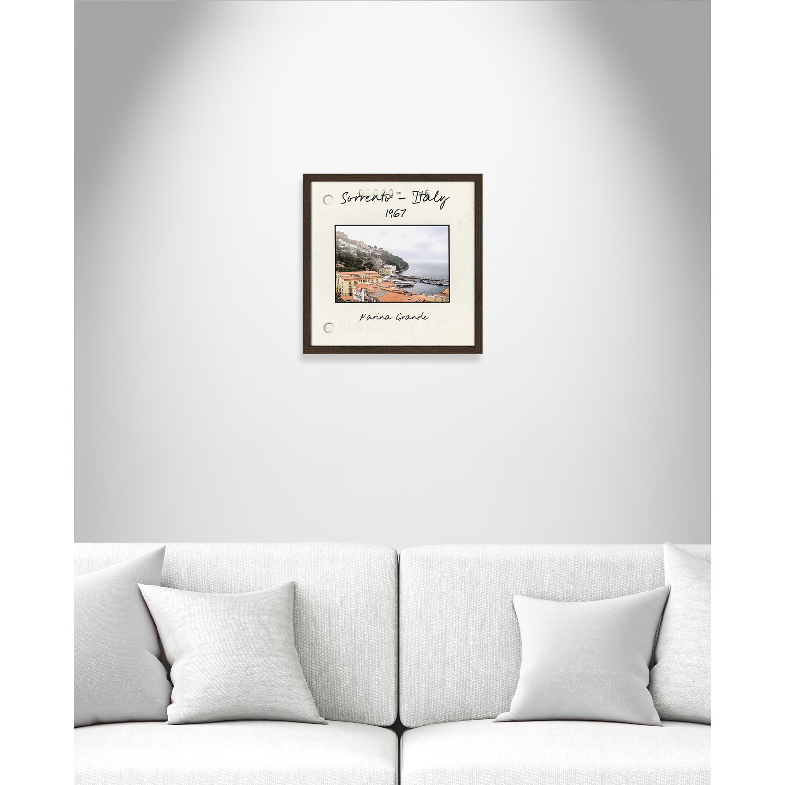 Travel Slide Collection "Sorrento, Italy" Print, 17" H x 17" W x 0.75" D, Walnut Single Picture Framed Paper