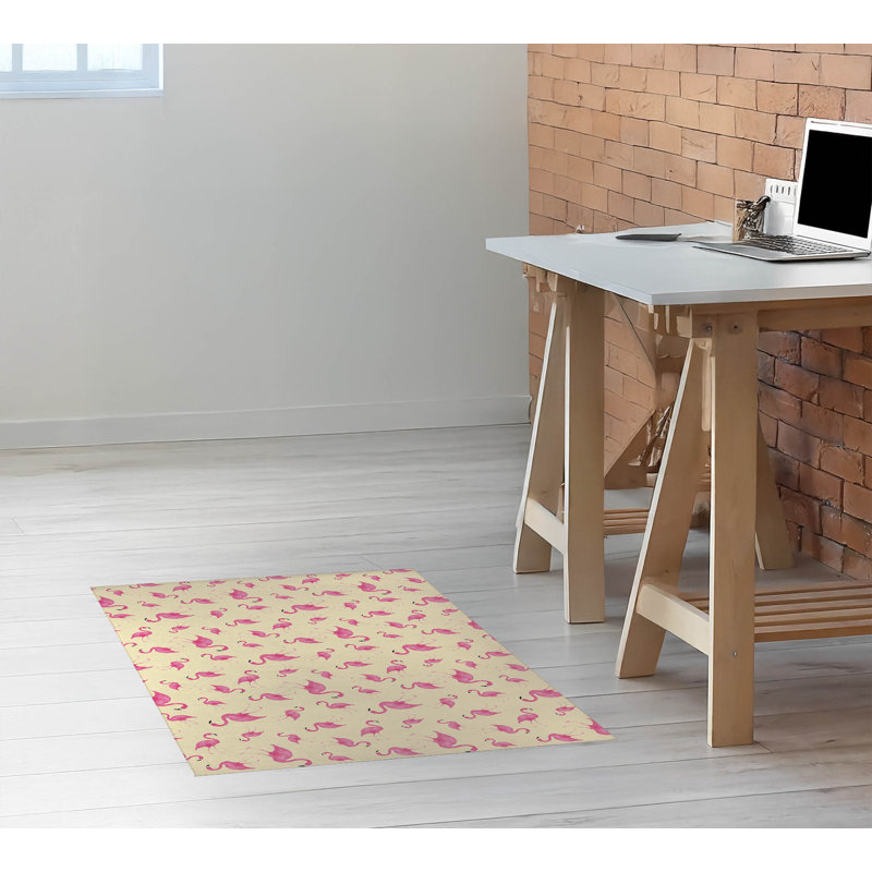 Tapis de bureau Summer Flamingo, L 24 po x P 36 po, Jaune