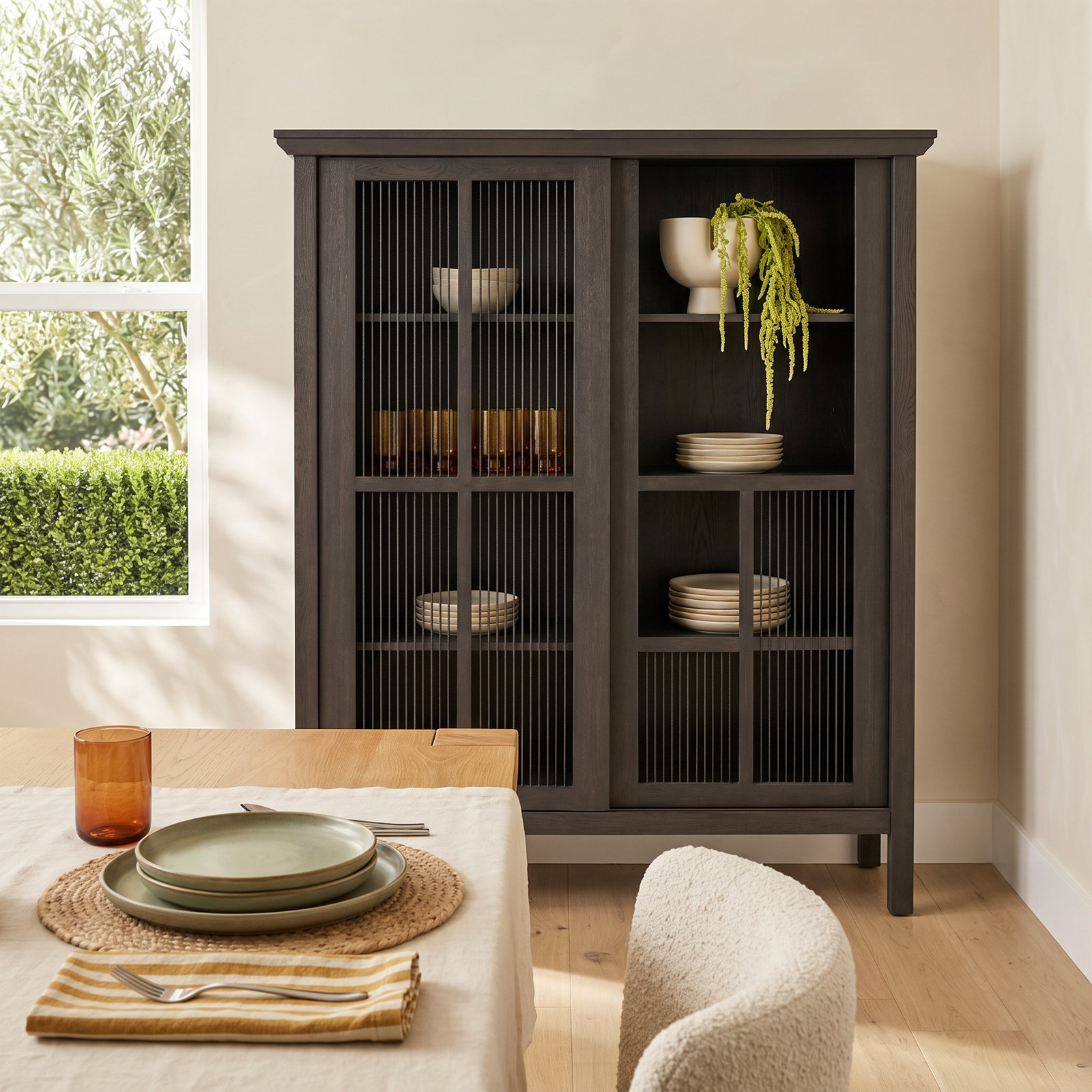 Smoked Oak Accent Cabinet