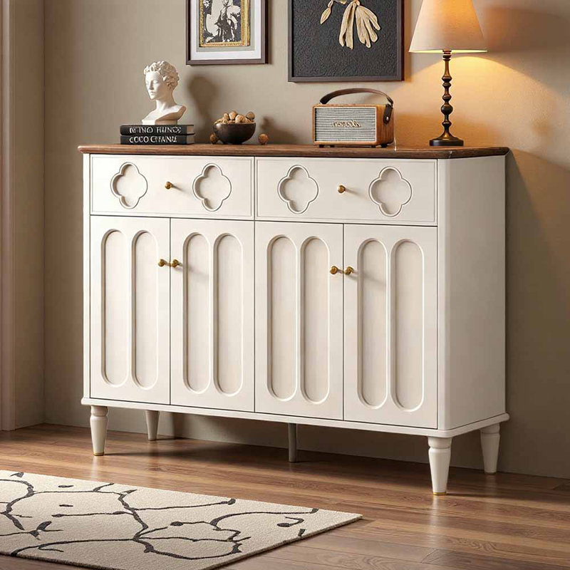 Armoire à chaussures exquise de style français, H 39,49 po x l 55,12 po x P 15,67 po, Crème