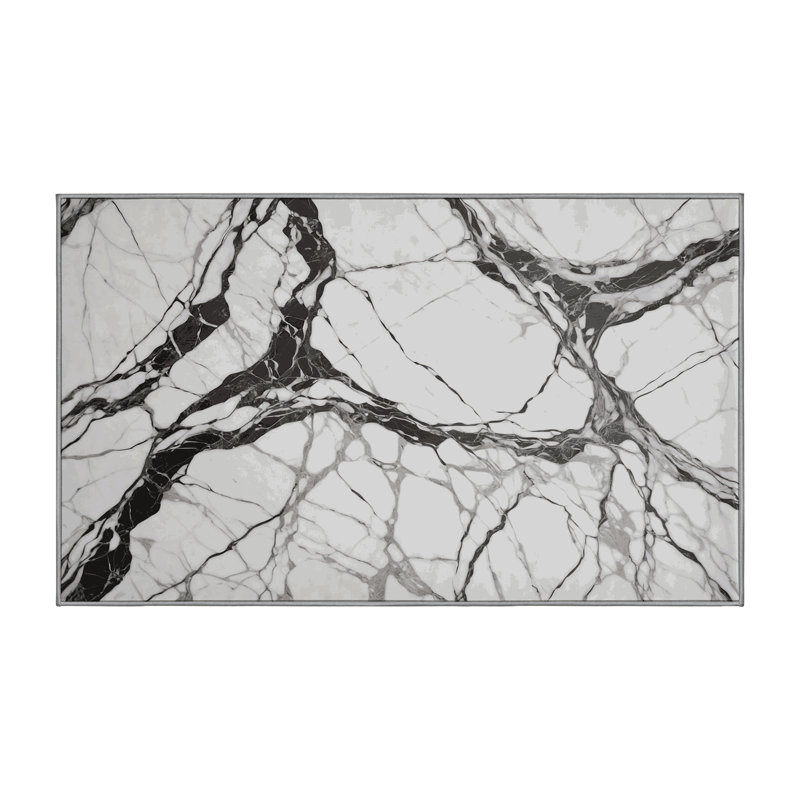 Machine Washable Gray Area Rug, Rectangle 5' x 7'