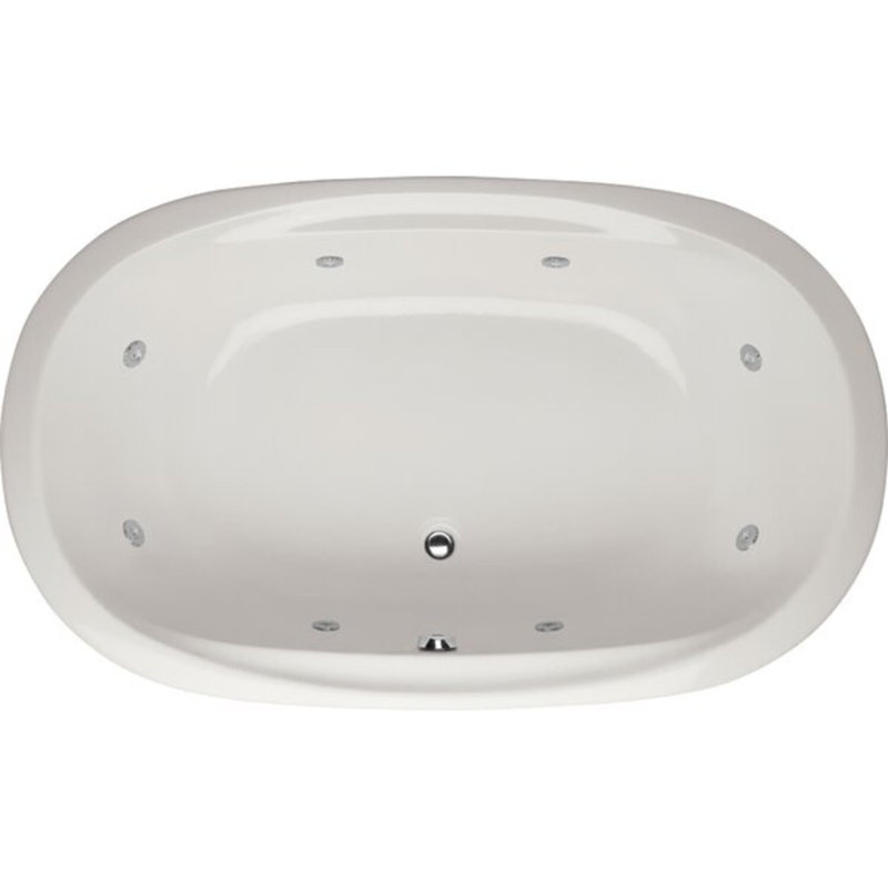 Baignoire acrylique tourbillon à chute 66" x 44" Designer, Os, Chrome satiné