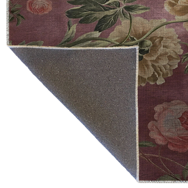 Tapis décoratif moderne mauve à motif abstrait rose, Rectangle 4 pi 11 po x 7 pi 6 po
