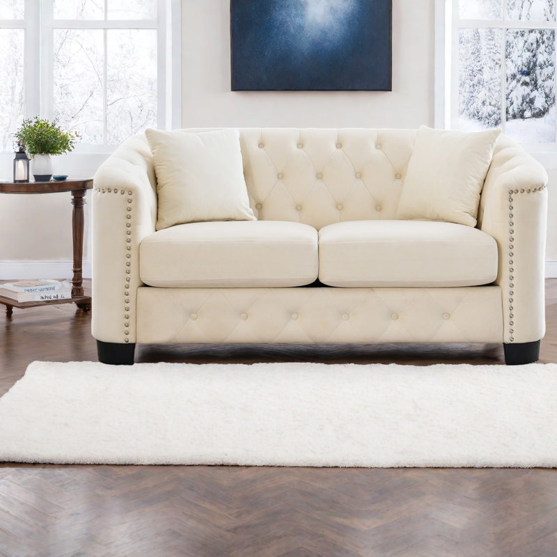 Comfortable Compression Sofas, 59 Inch Velvet Chesterfield, Modern Home