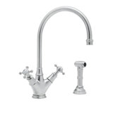 Perrin and Rowe Double Handle Minoan Kitchen Faucet with Side Spray Rinse