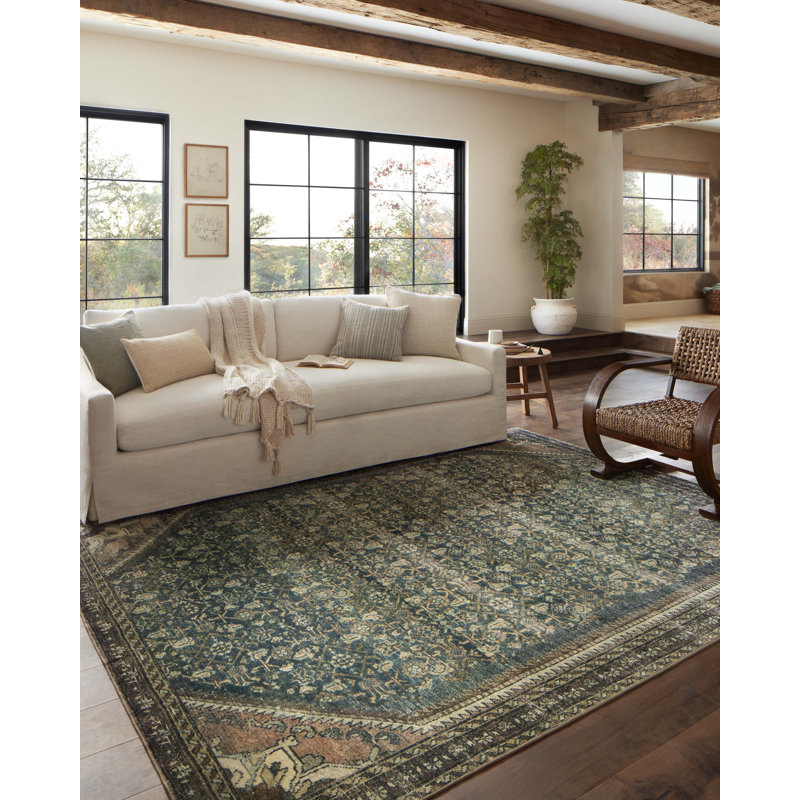 Magnolia Home By Joanna Gaines X Loloi Banks Machine Washable Denim / Clay Area Rug, Rectangle 8'6" x 11'6"