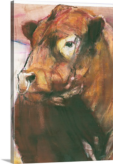 "Armée" Zeus, Red Belty Galloway Bull, 2006 "par Mark Adlington, reproduction d'art sur toile, H 36 po x l 24 po x P 1,25 po