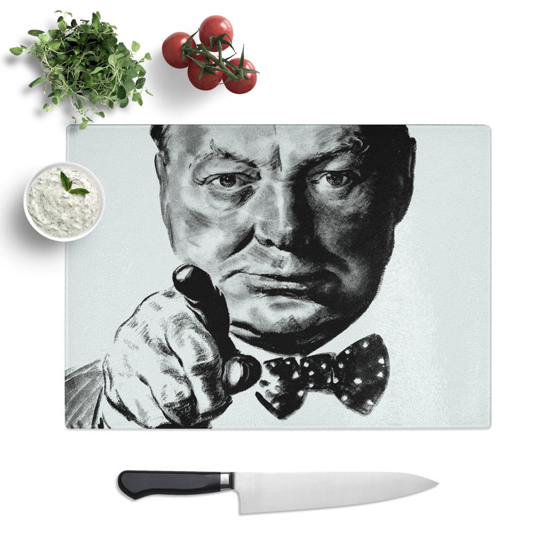 Winston Churchill War Recruitment Chopping Board, 0.4cm H x 28.5cm W x 39cm L