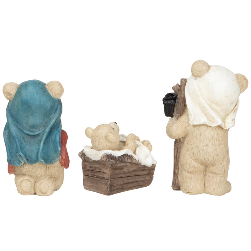 Ensemble de crèche de Noël Bears - 4,5 po - 8 pièces