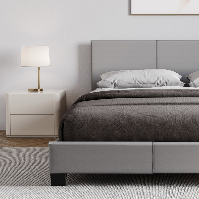 Scipio Upholstered Faux Leather Bed, UKFR Certified, Double (4'6), Grey