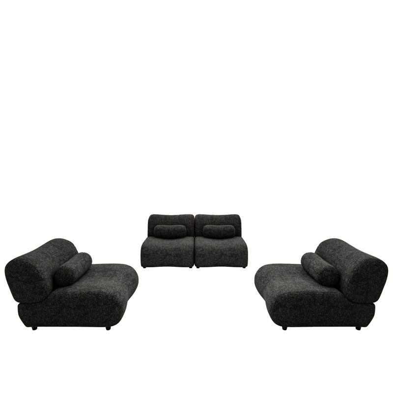 Modular Sofa With Moveable Headrests, Black